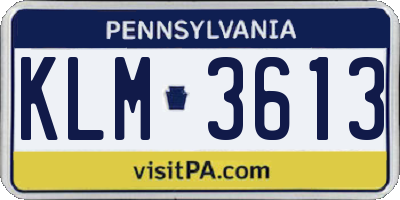 PA license plate KLM3613