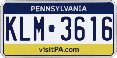 PA license plate KLM3616