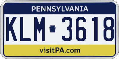 PA license plate KLM3618