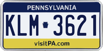 PA license plate KLM3621
