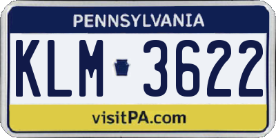 PA license plate KLM3622