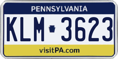 PA license plate KLM3623