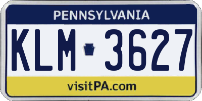 PA license plate KLM3627