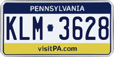PA license plate KLM3628