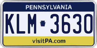 PA license plate KLM3630