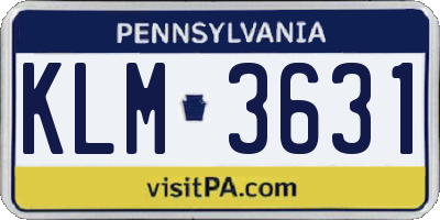 PA license plate KLM3631