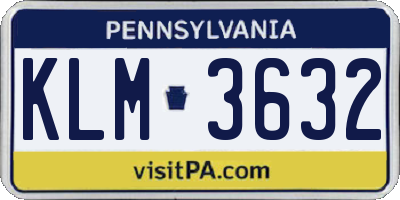 PA license plate KLM3632