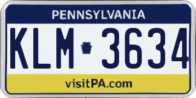 PA license plate KLM3634
