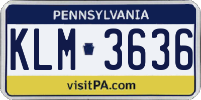 PA license plate KLM3636