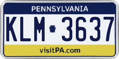 PA license plate KLM3637