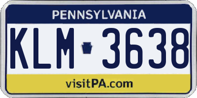 PA license plate KLM3638