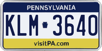 PA license plate KLM3640