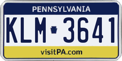 PA license plate KLM3641
