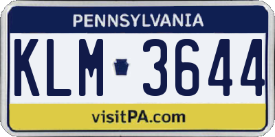 PA license plate KLM3644