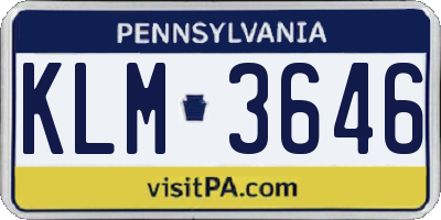 PA license plate KLM3646