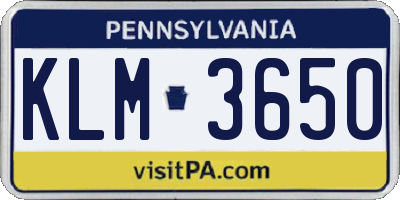 PA license plate KLM3650