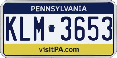PA license plate KLM3653