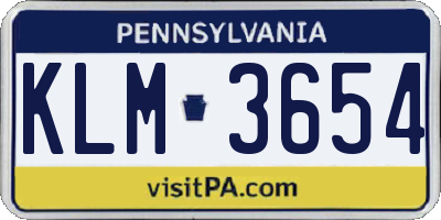 PA license plate KLM3654