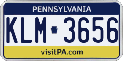 PA license plate KLM3656