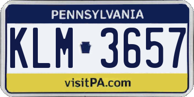 PA license plate KLM3657