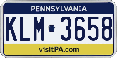 PA license plate KLM3658