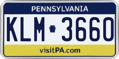 PA license plate KLM3660