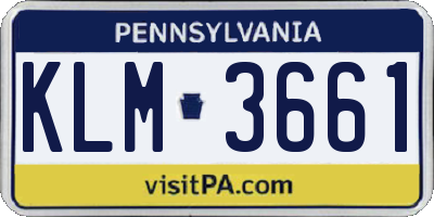 PA license plate KLM3661