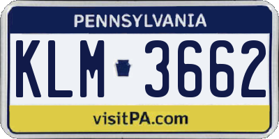 PA license plate KLM3662