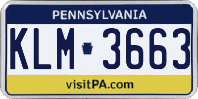 PA license plate KLM3663