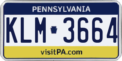 PA license plate KLM3664