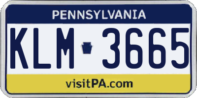 PA license plate KLM3665