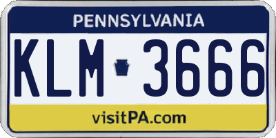 PA license plate KLM3666