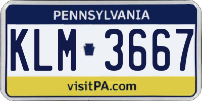PA license plate KLM3667
