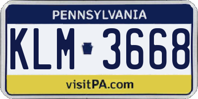 PA license plate KLM3668