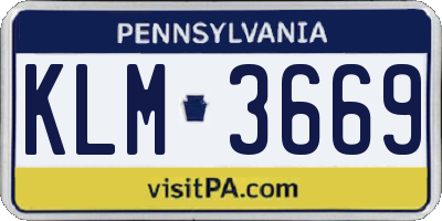 PA license plate KLM3669