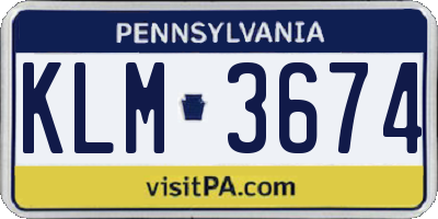 PA license plate KLM3674
