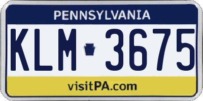 PA license plate KLM3675