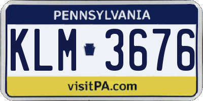 PA license plate KLM3676