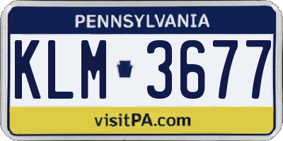 PA license plate KLM3677