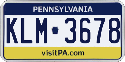 PA license plate KLM3678