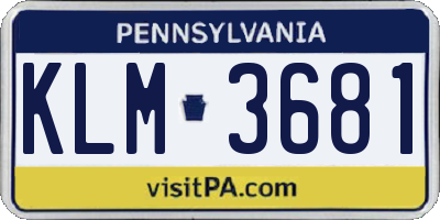 PA license plate KLM3681