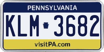 PA license plate KLM3682
