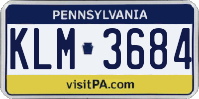 PA license plate KLM3684