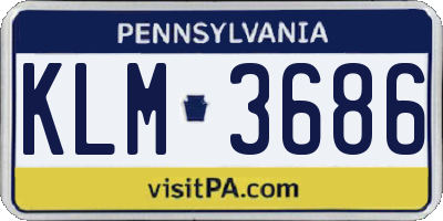 PA license plate KLM3686