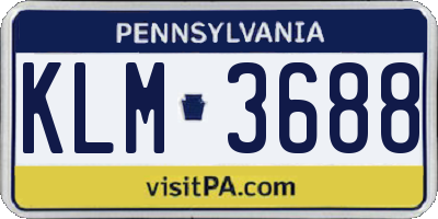 PA license plate KLM3688
