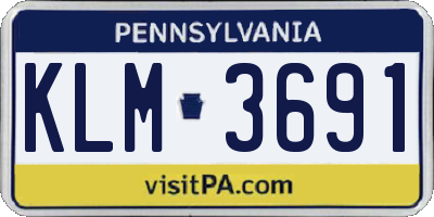 PA license plate KLM3691