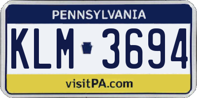 PA license plate KLM3694