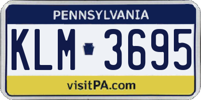PA license plate KLM3695