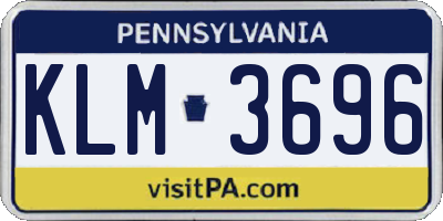 PA license plate KLM3696