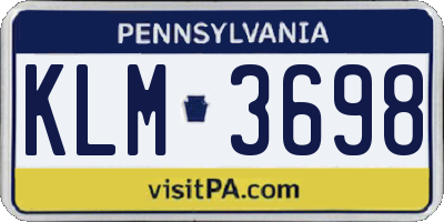 PA license plate KLM3698